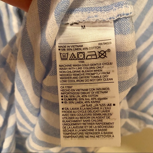 Cotton Linen Blend Tie Front Striped Shirt - Picture 5 of 6